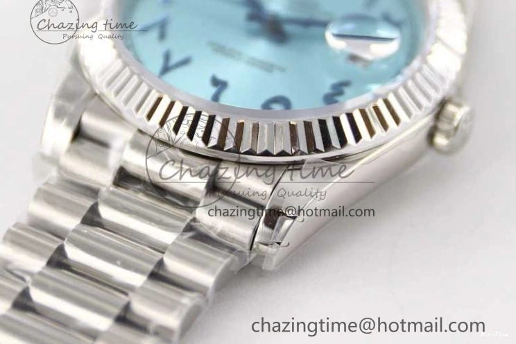 MiroTime 0329 Comfortable Day Date 40mm SS 904L Steel TWF 1:1 Best Edition Ice Blue Arabic Dial on SS Bracelet A 2357